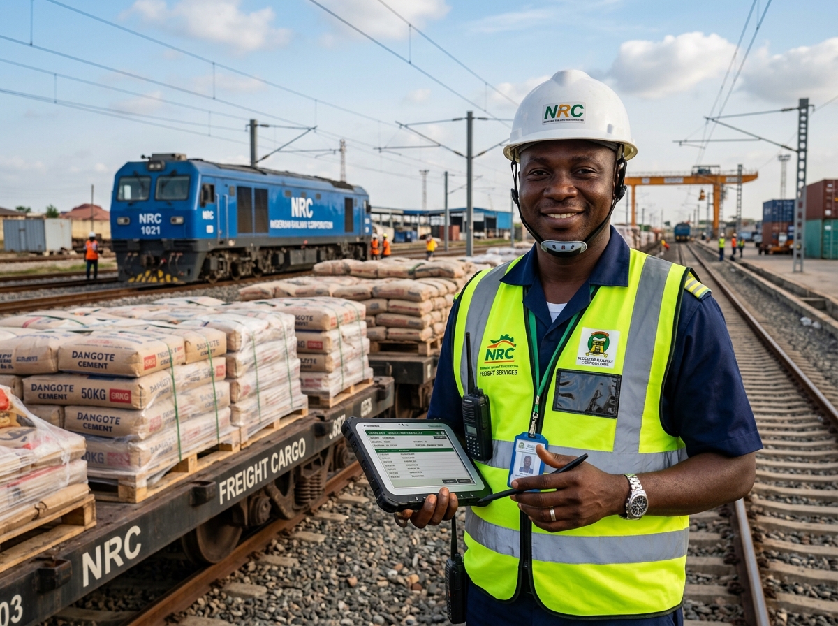 Nigerian Rail Cargo Officer on site at Ewekoro Terminal loading bay